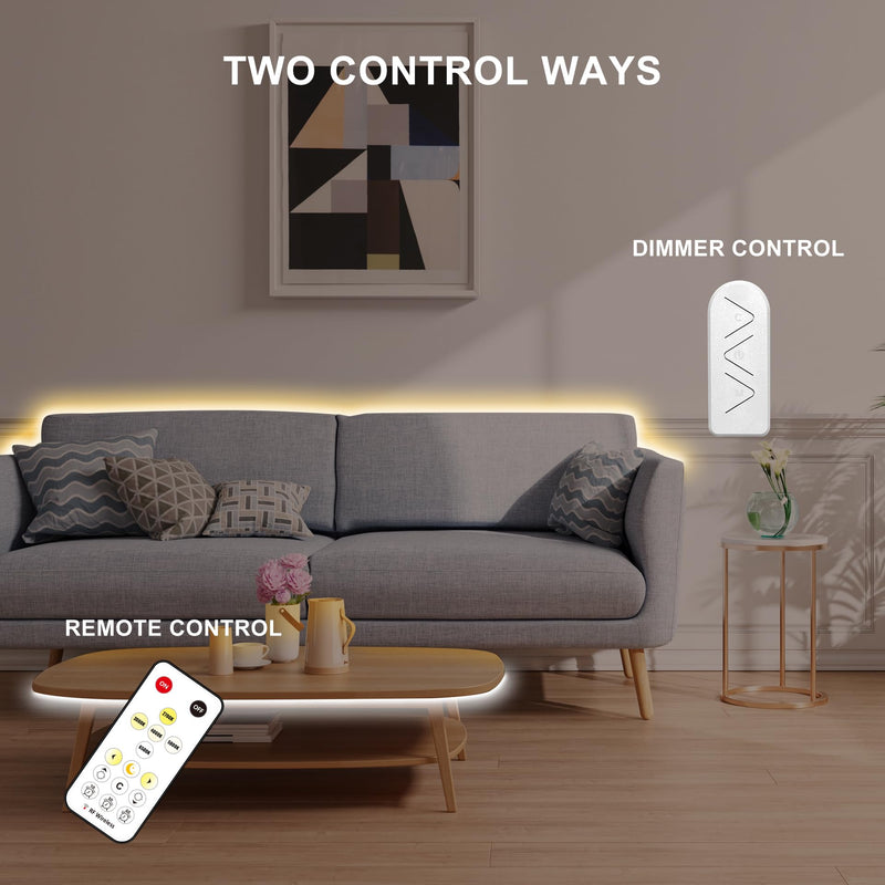 [AUSTRALIA] - Tatazone 16.4ft Tunable White COB Led Strip Light with RF Remote, CRI93+ Dimmable CCT 2700K-6500K Led Tape Lights, Adhesive High Density Dual Color Led COB Light Strip for Bedroom, Kitchen, Cabinet 