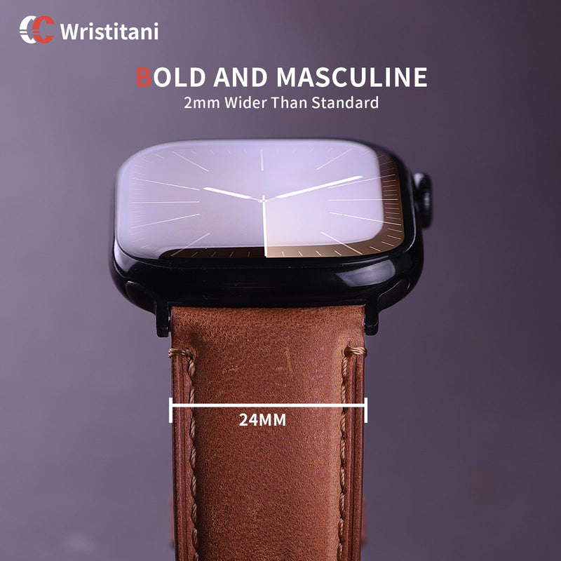 Wristitani 3 Pack Genuine Leather Bands Compatible With Apple Watch | Fit size 49/46/45/44/42/41/40mm,Series 11 10 9 8 7 6 5 4, Ultra 3/2/1,SE 3/2/1 ,Leather Replacement Straps for Men Black+Black Buckle/Dark Coffee+Black Buckle/Dark Brown+Black Buckle