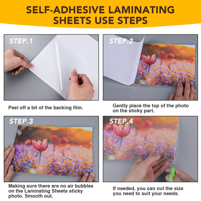 20 PCS Self-Adhesive Laminating Sheets, 9 x 12 Inches Clear Laminating Sheets No Machine Needed Self Sealing Laminate Sheets 20 Pcs