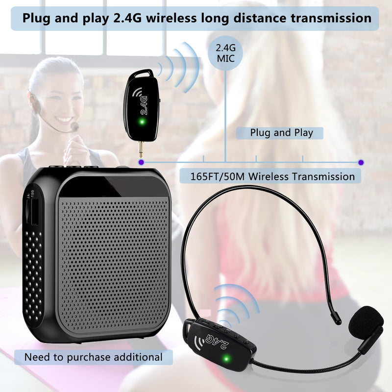 [AUSTRALIA] - Wireless Microphone Headset MIC Cordless: 2.4G Wireless Head MIC and Handheld Mic 2 in 1-160 FT Range with 1/8''&1/4'' Plug for PA System,Voice Amplifier, Fitness Trainer, Teacher, Singing Black1 
