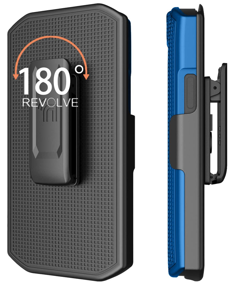 [AUSTRALIA] - Case with Clip for Zebra TC21 TC26 Mobile Computer Scanner, Nakedcellphone Slim Hard Shell Cover with Kickstand and [Rotating/Ratchet] Belt Hip Holster Combo - Cobalt Blue 