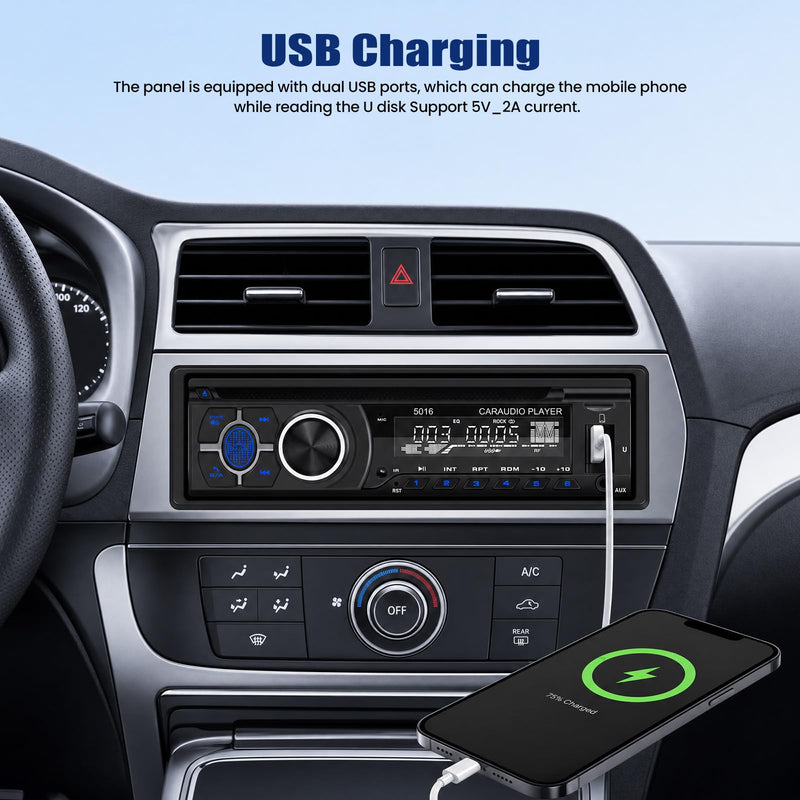 SIXWIN Single Din Car Stereo with Double BT Voice Assistant Find Car Function Audio Recording APP Control FM AM CD DVD Car MP3 Player USB AUX Port Car Audio System P3-support DVD