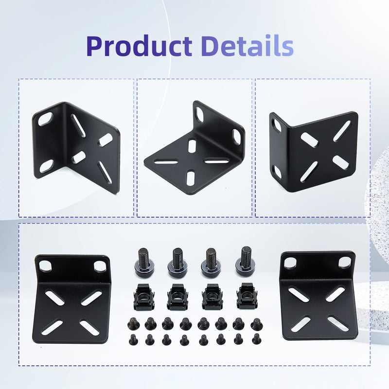 Rack Mount Kit Universal 1U Rack Ears with Adjustable Holes Distance, Compatible for Most Cisco, NETGEAR,Dell, D-Link, Linksys, TRENDnet and Buffalo Tech Switches Medium