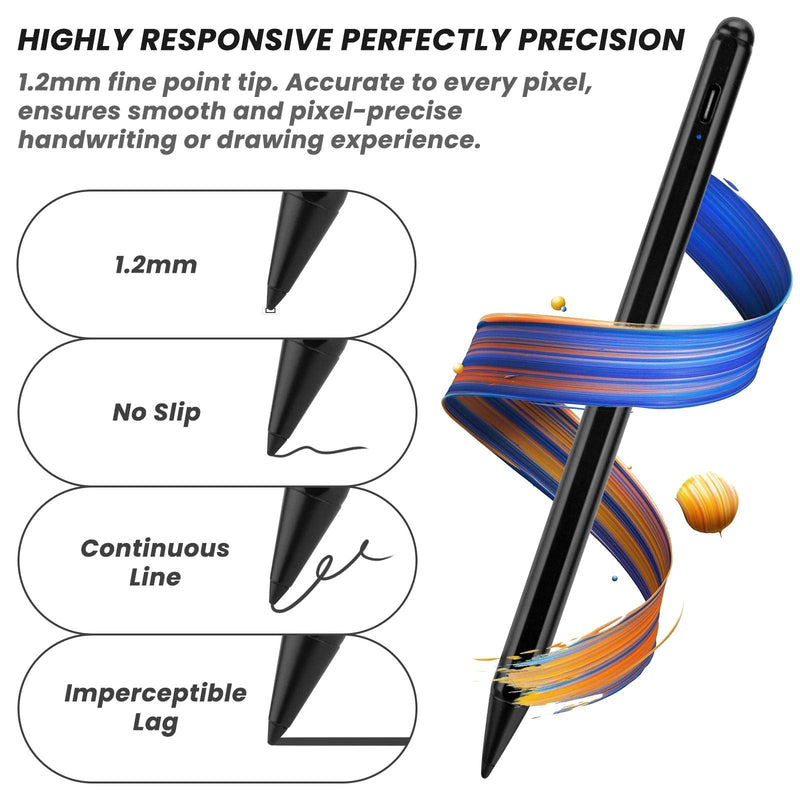 2020 iPad Air 4th Generation 10.9 Inch Stylus Pencil 2nd Generation,,Palm Rejection and Magnetic with 1.2 mm Replaceable POM Tip Active Stylus Pen for Apple iPad Air 4th Gen Pencil,Black Black