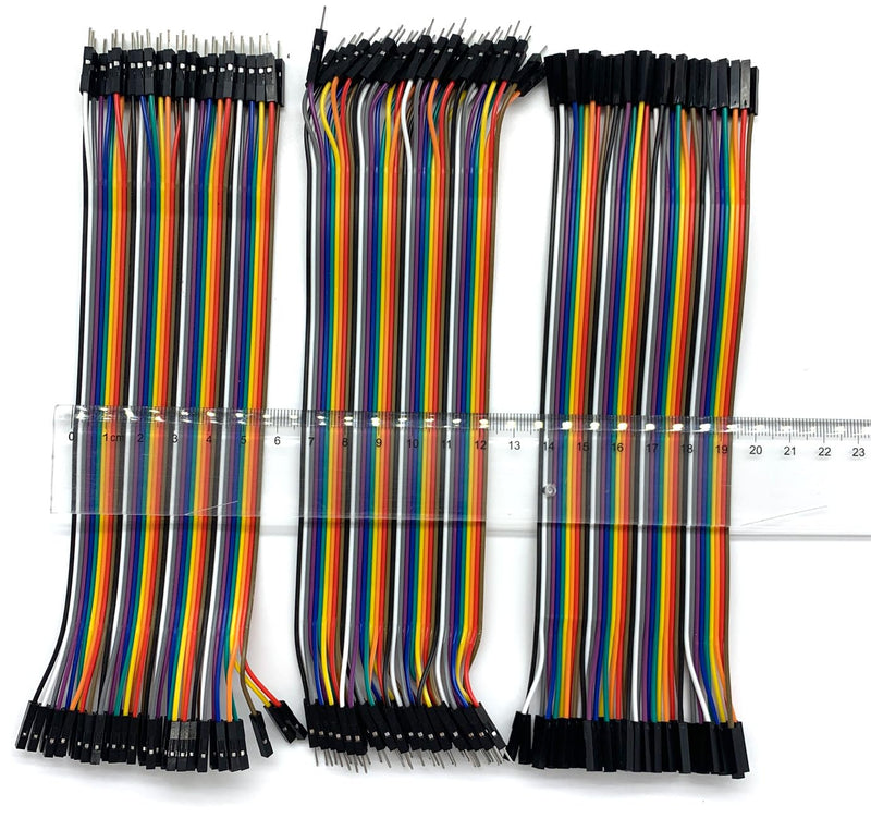 Pack of 4 40 Pin 2.54 mm Dupont Jumper Cable - 20 cm Flexible Connection for Electronic Projects (Female-Male) Female-male