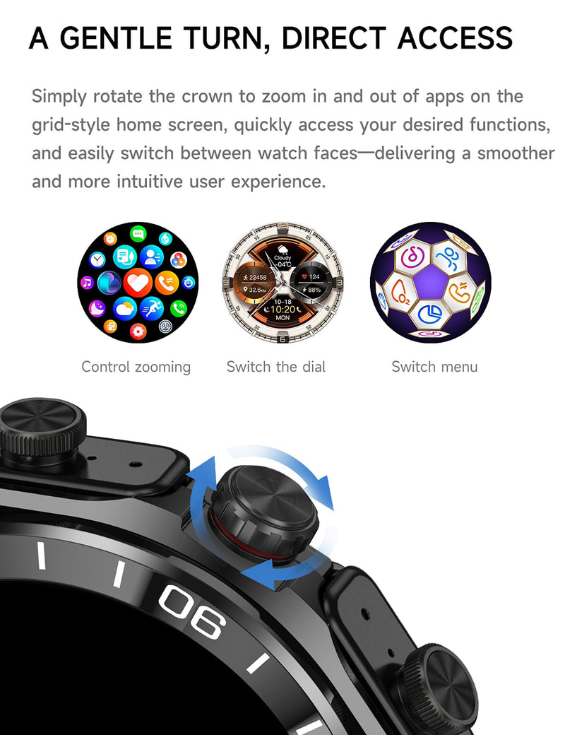 ZJX Smart Watch with Earbuds for Men, 1.52-inch Full-Touch HD Screen Metal Body, TWS Sports Earbuds smartwatch 2-in-1, Support Custom dial, Health Monitoring, Message Reminder silvery green