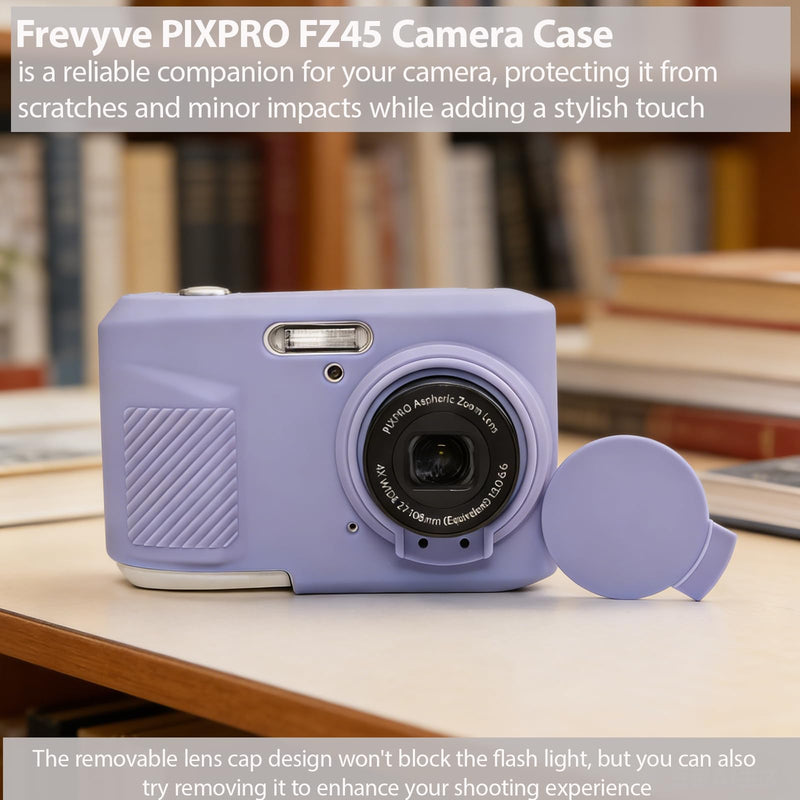 Case for Kodak PIXPRO FZ45 Digital Camera Accessories, Soft Silicone Protective Case, Slim Fit Sleeve with Removable Lens Cover and Screen Protector, Lightweight, Anti-Scratch (Lilac) Lilac