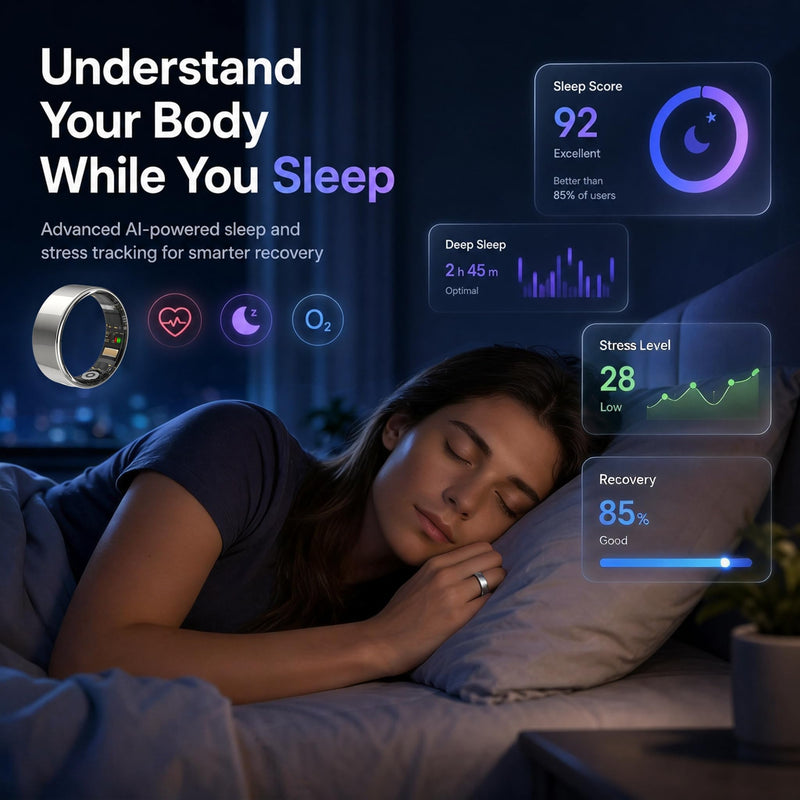 6mm Slim Smart Ring for Women HR/O2/Sleep Size11 Silver | Ultra-slim 6mm design. Tracks HR, blood oxygen & sleep. 5ATM waterproof for swimming. Gesture control 11
