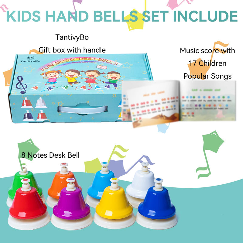 [AUSTRALIA] - Desk Bells, Rainbow Diatonic Hand Bells for Kids with 17 Songbook, Toddler Preschool Musical Learning Toys, Boys & Girls Birthday Gift for 3-Year-Old and Over by TantivyBo 
