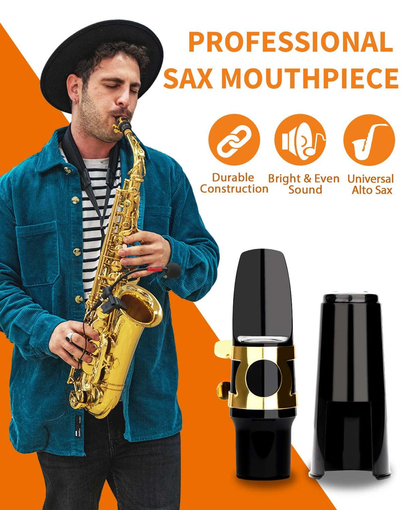 LMS Alto Saxophone Mouthpiece Kit with EVA Storage Case - Alto Sax Mouthpiece Accessories Kit for Beginners - Alto Sax Mouthpiece Ligature 2.5 Reeds Cushions Cap Brush and Case (Case + Mouthpiece Kit)