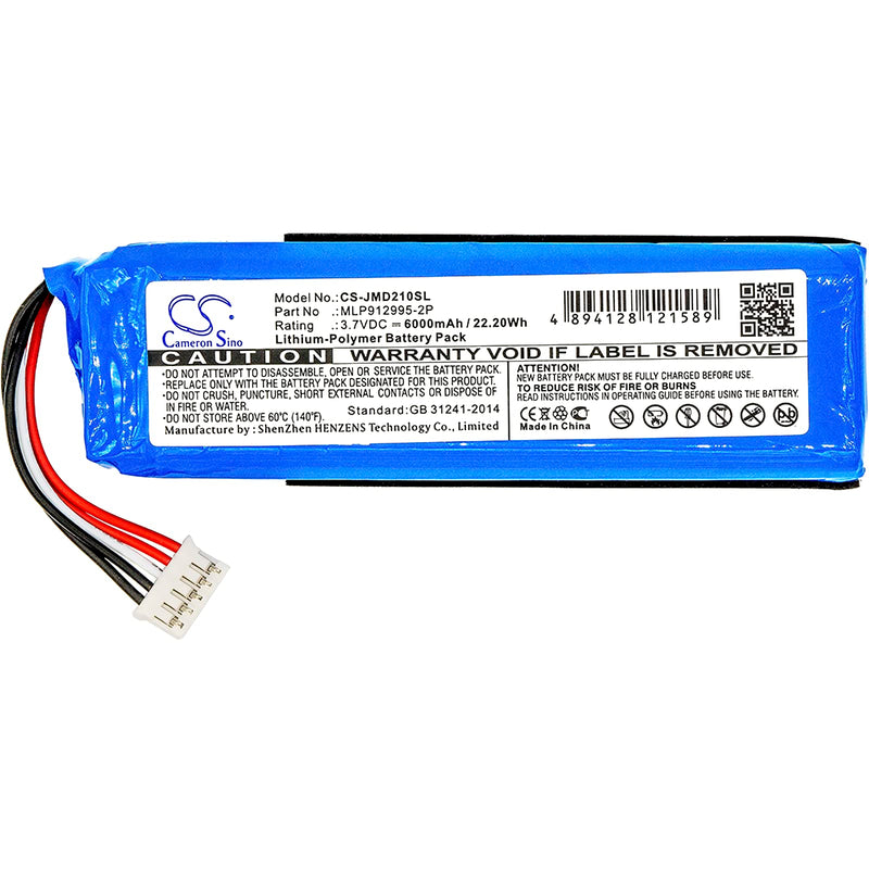 Cameron Sino 6000mAh Li-Polymer Battery for JBL Charge 2+, Charge Plus, fits JBL MLP912995-2P