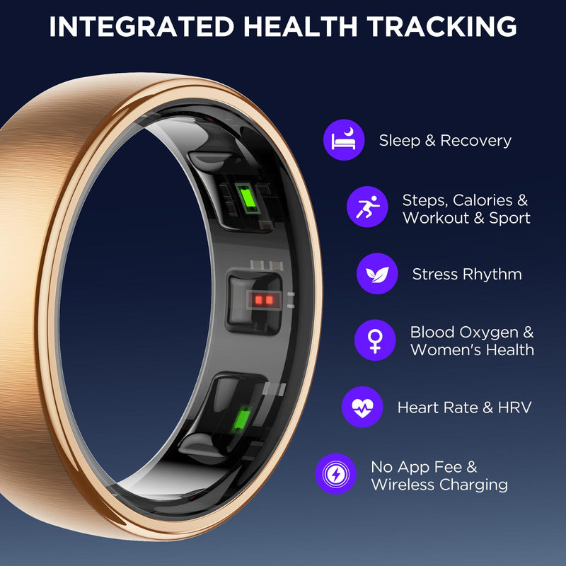Fitness Tracker with Sleep Tracking, Smart Ring for Women Men, Activity Trackers Fitness Ring with 24/7 Heart Rate Monitor,Step Counter,Calorie Pedometer,No Subscription,for iOS Android(Rose Gold,#12) Rose Gold 12
