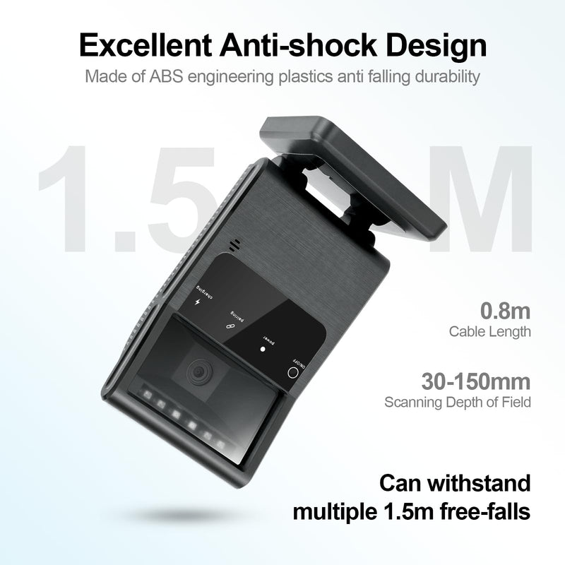[AUSTRALIA] - OBZ 2D QR Bluetooth Wireless Barcode Scanner Hands-Free Omnidirectional Desktop Barcode Scanner, Bluetooth 2.4G USB Wireless Barcode Reader for Supermarket, StorePOS,PC Rectangle 