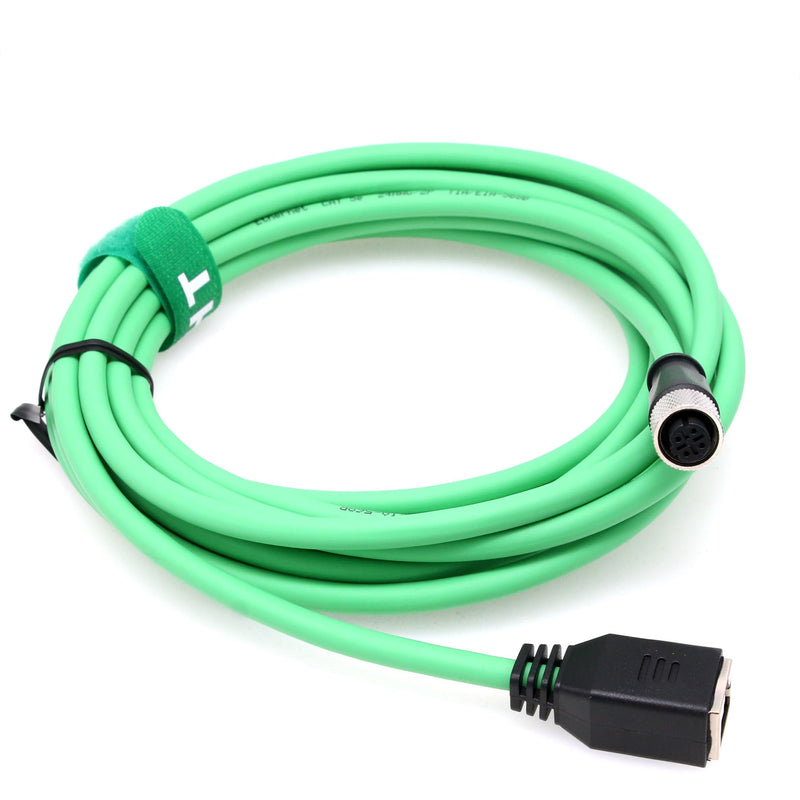 Ethernet Adapter Cable M12 4 Pin D-Code Female to RJ45 Jack Cat5e Network for Omron Keyence IV2 SICK Datalogic Matrix 410N 450 10m, Green