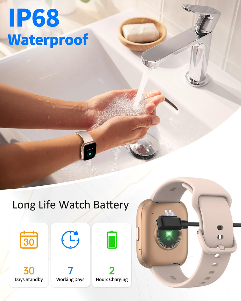 Smart Watch Men Women (Alexa Built-in), 1.83" HD Fitness Tracker, Bluetooth 5.3 Call, Heart Rate SpO2 Sleep Monitor, IP68 Waterproof, 100+ Sports Modes (Rose Gold) Rose Gold