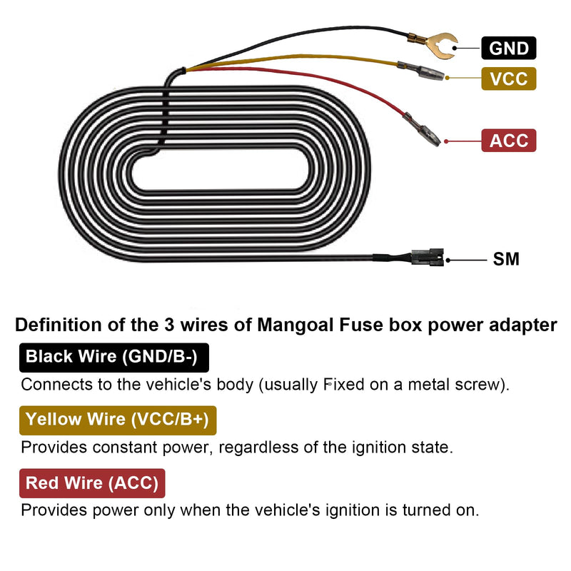 [AUSTRALIA] - mangoal Fuse Box Power Adapter Dash Cams, Upgrade Parking Monitoring, Hardwire Wire Kit Accessories(8.20 ft, Applicable to Vehicle Other Than Mercedes Benz) 8.20 ft 