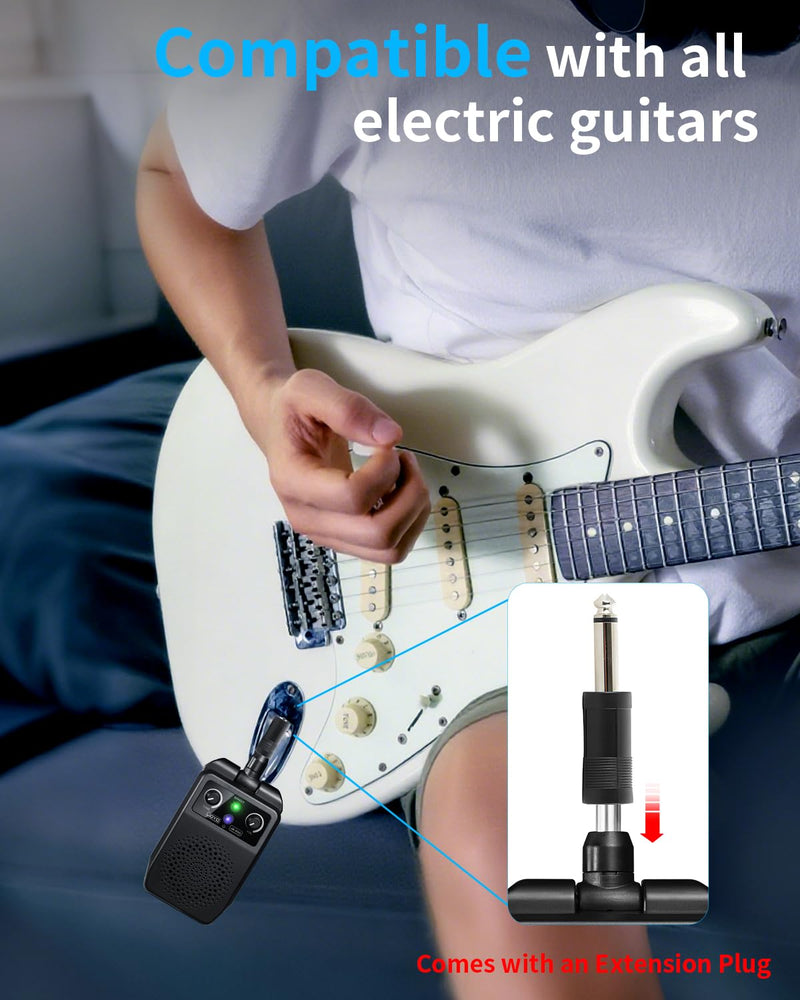 JOYO Mini Guitar Amp 5W Portable - Rechargeable Bluetooth Combo Amplifier with Built-in Effects (Clean, Overdrive, Distortion, Reverb) Compact Practice Amp for Electric Guitar Plug in, Black (JA-05G)