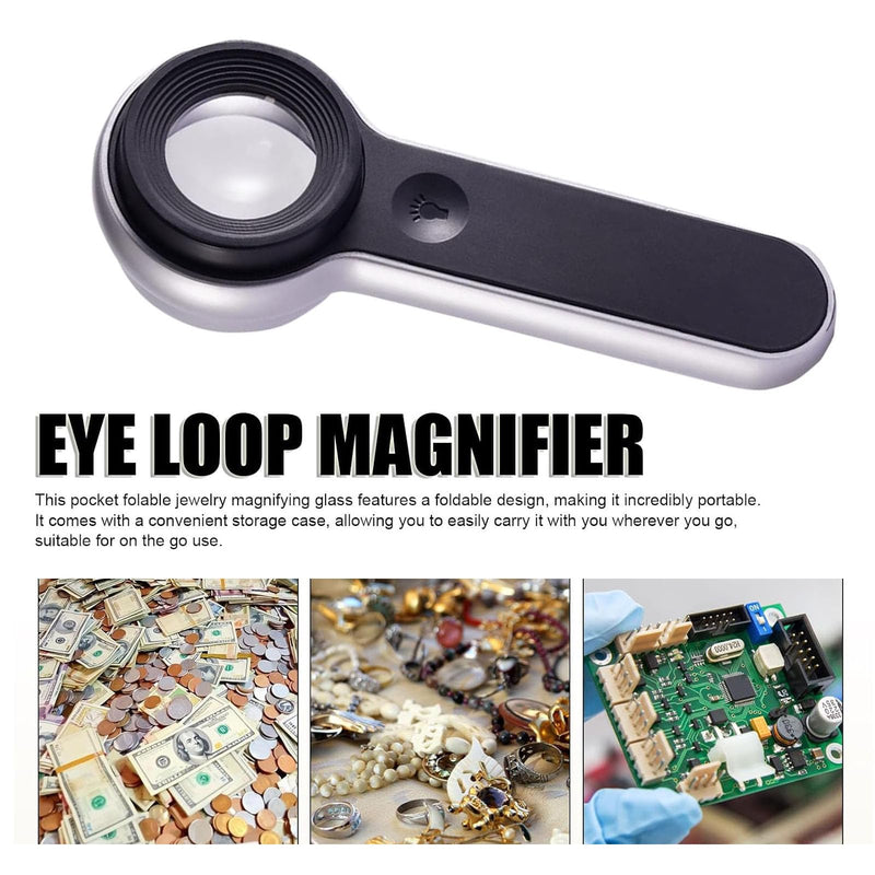 Handheld Magnifier Loupe 60x with UV and LED Lights, USB Rechargeable Illuminated Jewelers Loupe Optical Glass Magnifying Glass for Diamond, Jewelry, Coins, Stamps, Currency, Circuit Board