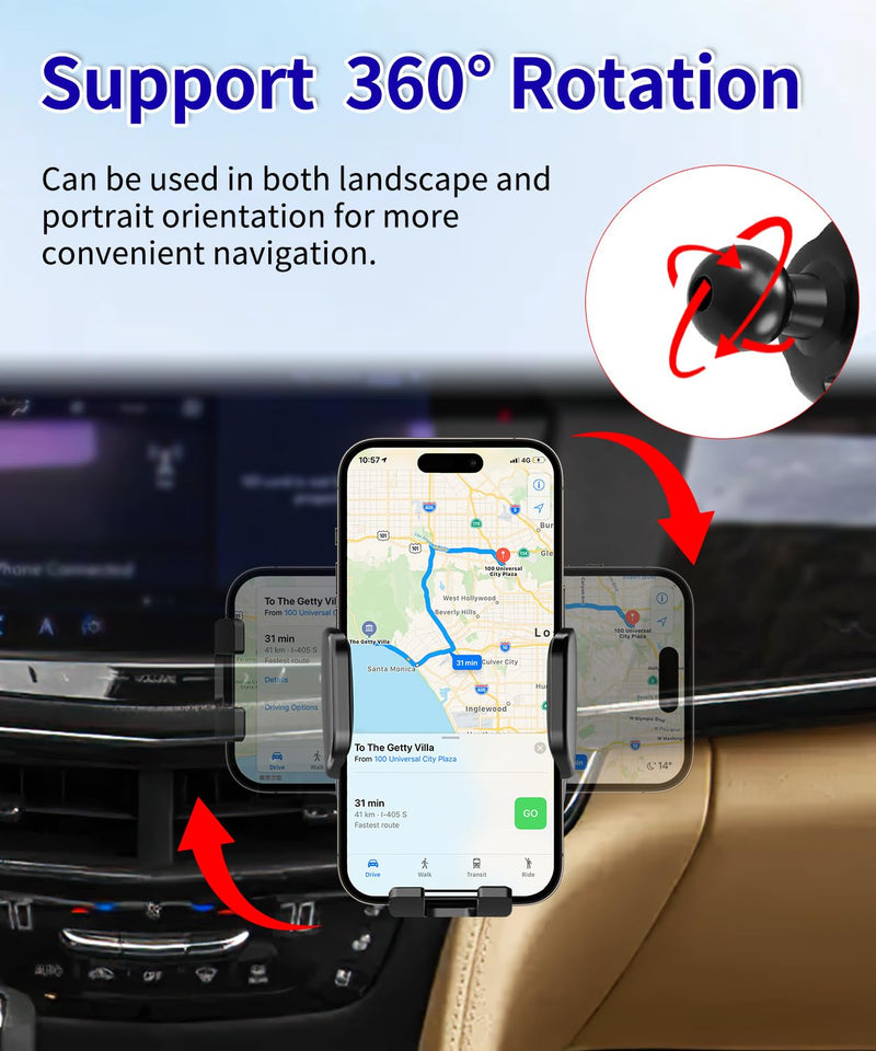 Car Phone Holder for Cadillac CT6 / CT6-V 2016-2020 Auto Accessories，One Hand Place & Pick，360° Rotation，Hands Free，for 4.7-7 inch Phones