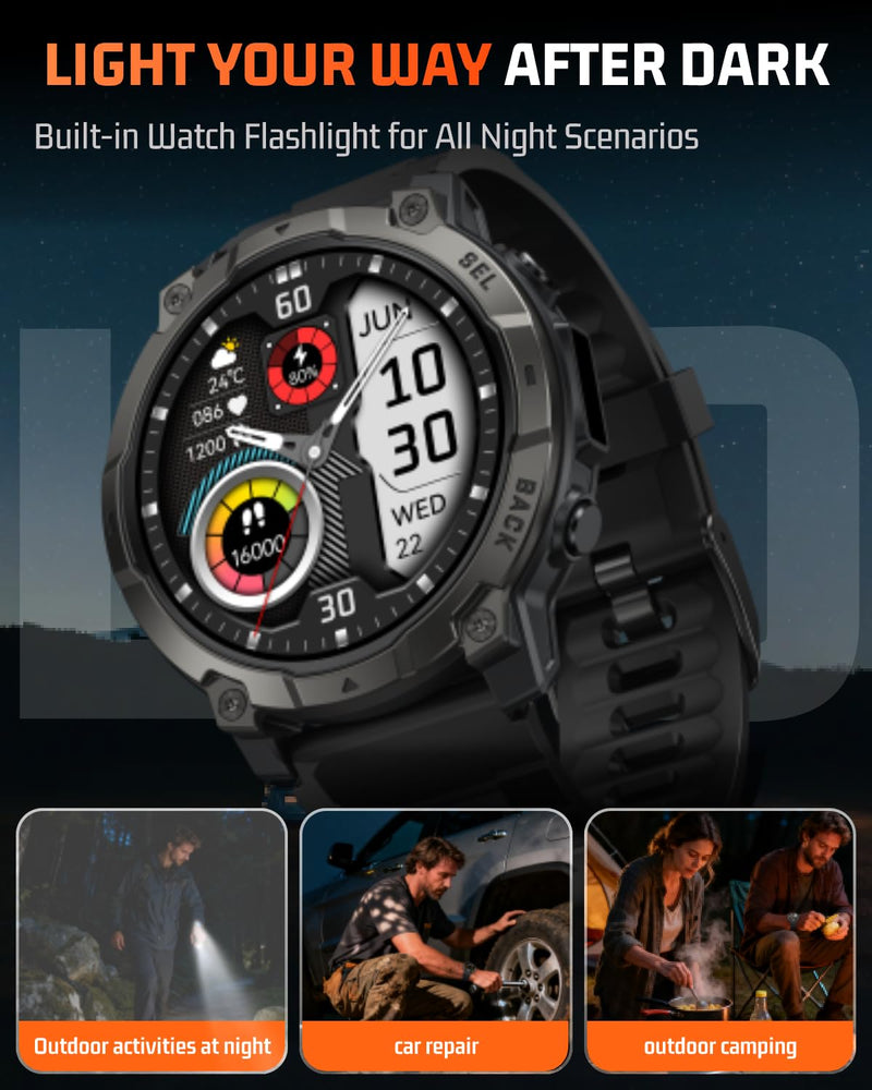 Men’s Smart Watch - Bluetooth Calling, IP68, 24/7 Sleep Monitor, Fitness Step Tracker, 110 Sports Modes, for Android iOS (Jet Black, 1.51) Classic Jet Black