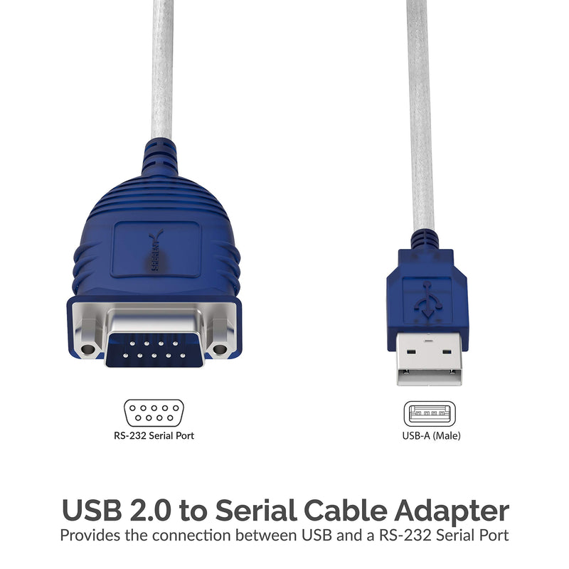 SABRENT USB 2.0 to Serial (9-Pin) DB-9 RS-232 Converter Cable, Prolific Chipset, Hexnuts, [Windows 10/8.1/8/7/VISTA/XP, Mac OS X 10.6 and Above] 10-Feet (CB-9PTF) 10 FT