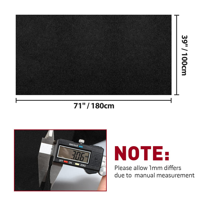 40" x 70" High Grade - Underfelt Carpet for RV, Boat, Truck, Speaker Box, Door Liner, Desk (Black) Black