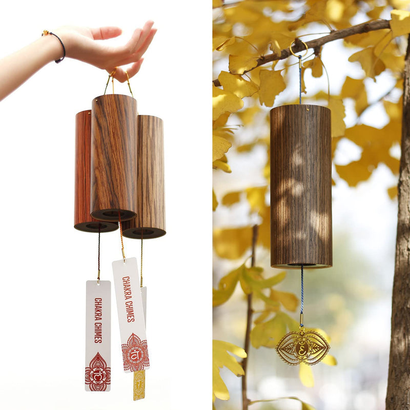Chakra Chimes Natural Bamboo Wind Chimes Meditation Chord Windchime Wind Bell for Home Decoration Zen Mindfulness Third Eye Chakra