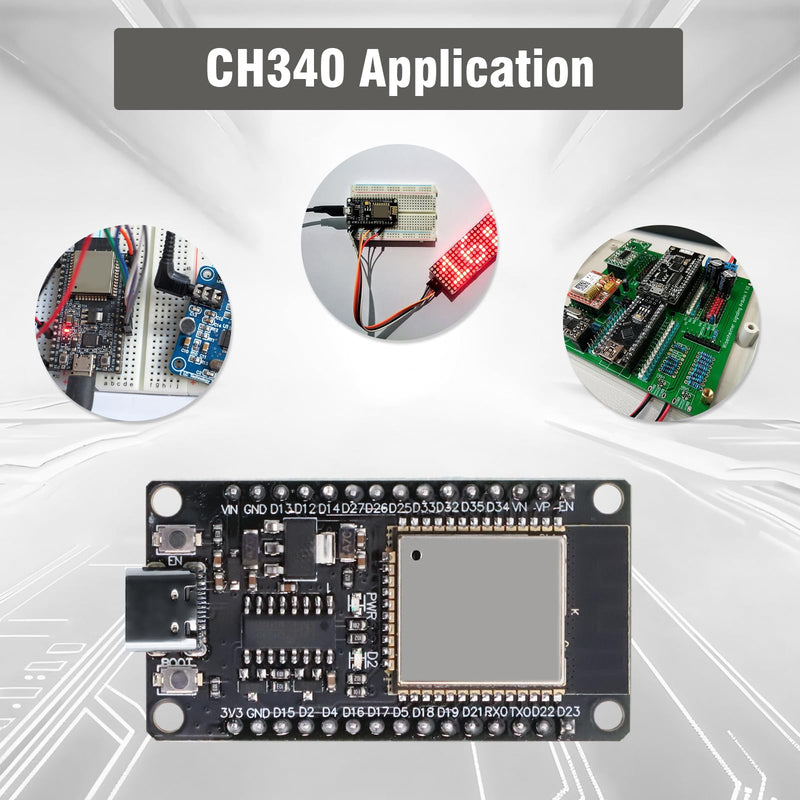 For ESP32 NodeMCU Development Board, QIQIAZI for ESP32 NodeMCU for ESP32 USB C Module, 2.4 GHz WiFi + Bluetooth Dual-Cores, with CH340 Chip, for Arduino (Pack of 2)
