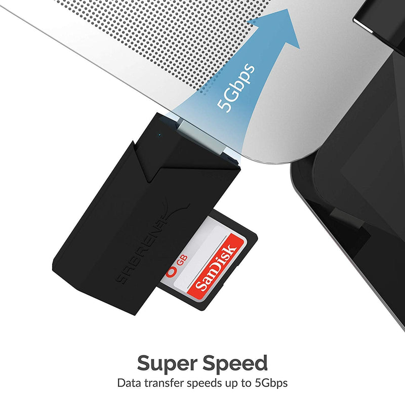 SABRENT SuperSpeed 2-Slot USB 3.0 Flash Memory Card Reader for Windows, Mac, Linux, and Certain Android Systems - Supports SD , SDHC , SDXC , MMC / MicroSD , T-Flash [Black] (CR-UMSS) 2-Slot USB A