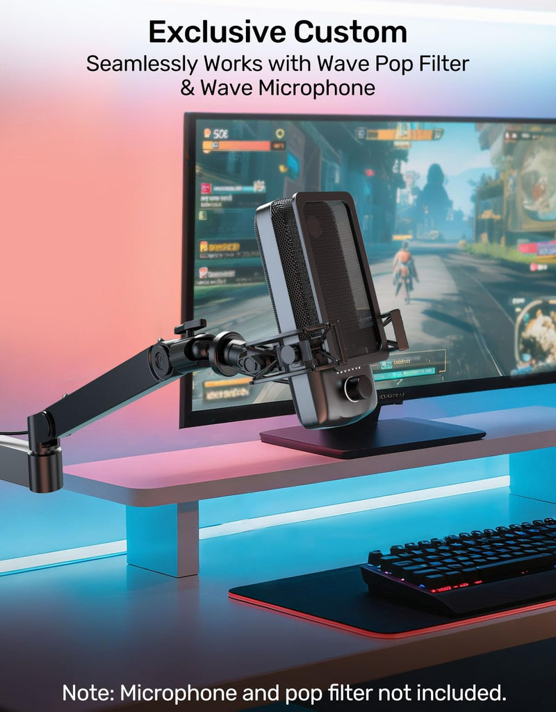 Wave Microphone Shock Mount - Custom Built for Elgato Wave 1/3, Aluminum Frame & Reinforced Suspension for Max Vibration Isolation, Shock Mounts Holder Clip Ideal for Youtubers, Podcasters and Gamers Wave Shock Mount