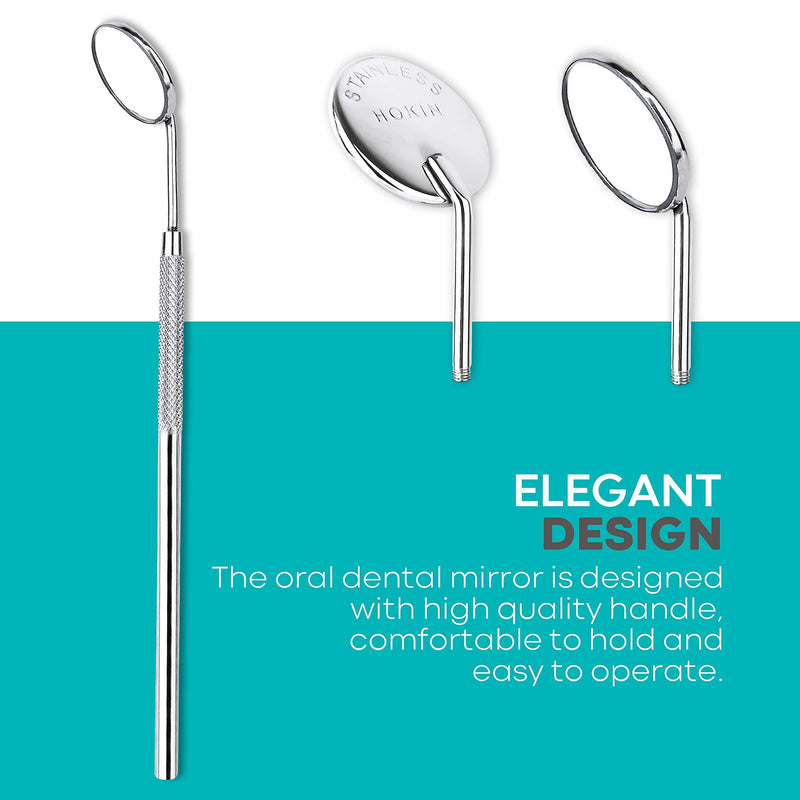 HOKIN Dental Mirror, Mouth Mirror, Dentist Tool, Stainless Steel Mouth Mirror, Dental Mirror, Mouth Tooth Inspection Mirror with Two Additional Removable Mirrors