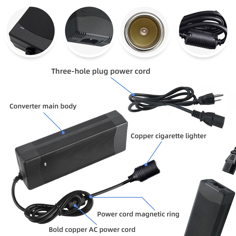 AC to DC Converter, Car Cigarette Lighter Socket AC/DC Power Supply Adapter Transformer for Tire Inflator, Car Refrigerator, Paddle Board Pump, 100V ~ 240V to 12V Cigarette Lighter Adapter