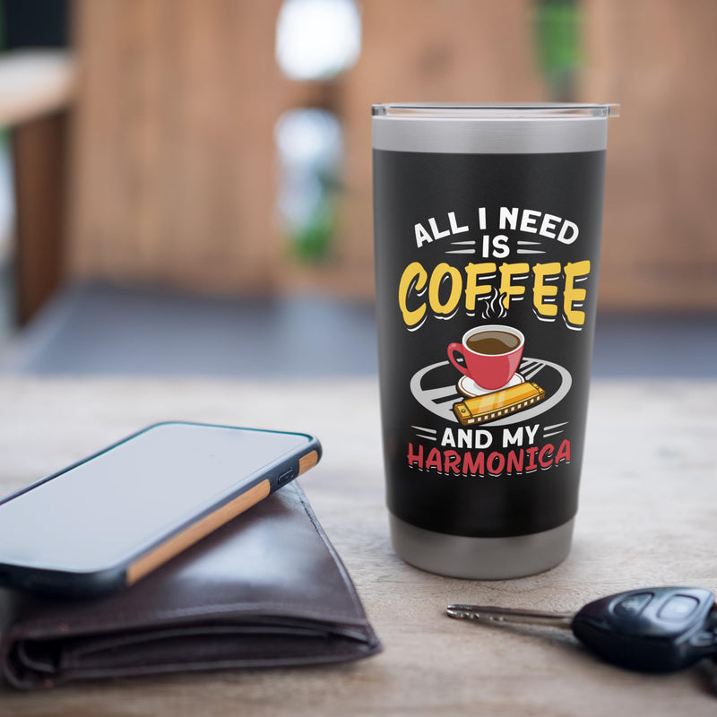 [AUSTRALIA] - Music Instrument Mouth Organ Coffee And My Harmonica Stainless Steel Insulated Tumbler 20 Ounces Black 