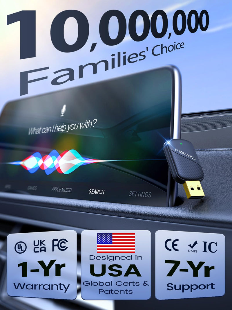 [AUSTRALIA] - Mini Wireless CarPlay & Android Auto Adapter for iPhone & Android Phone (2026 Upgrade), No Lag, Fast Stable Connection, Converts Wired to Wireless CarPlay Dongle for 2016+ Cars, USB-A&C Port Blue 