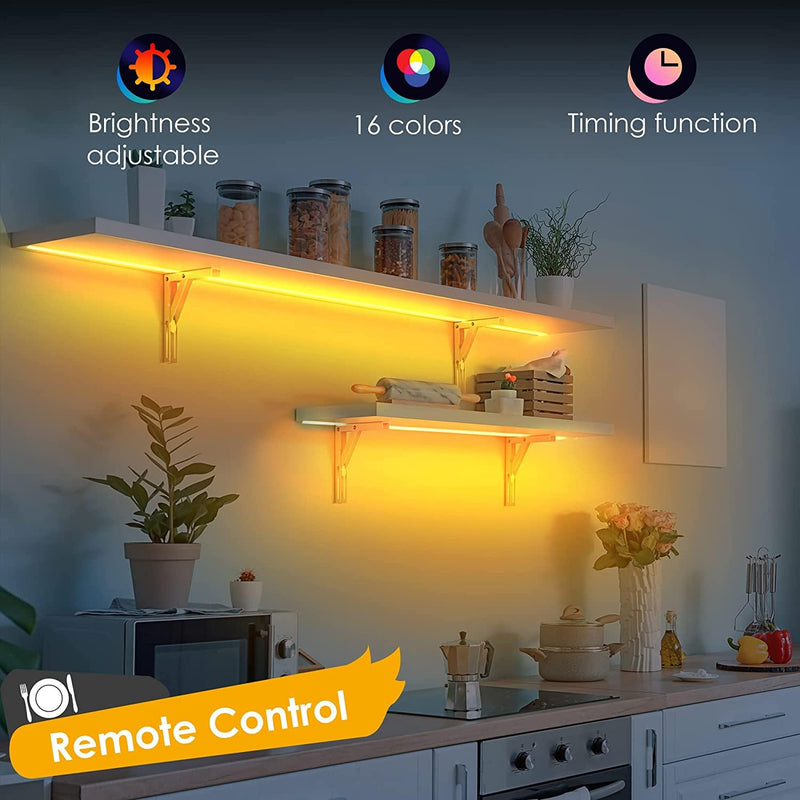 [AUSTRALIA] - Battery Powered LED Strip Lights, Wireless RGB LED Strip Lights with 24 Keys Remote Control, 20 inch x 3 Pack for Kitchen Under Cabinet Lighting, Shelves, Under Counter, Closet, Cordless Click Light RGB 3Pack 