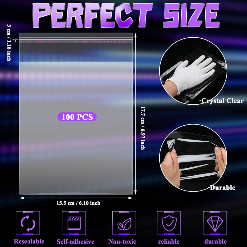 100 Pcs Clear Video Game Protectors Resealable 6.1 x 6.97 Inches Compatible with Steelbook Box, Compatible with Xbox One, Compatible with PS3 PS4 PS5 Arrow Video Criterion Collection