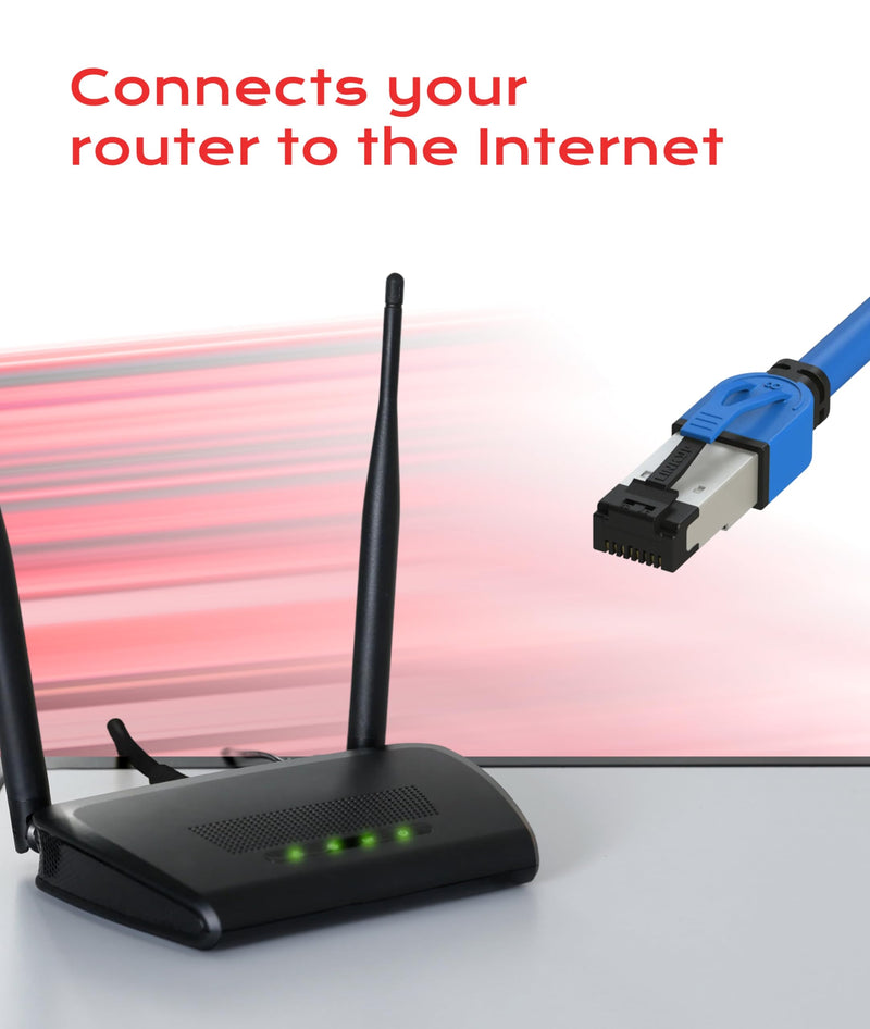 LINKUP 26AWG Cat 8 Ethernet Cable | Flexible High-Speed Patch Cord | 40Gbps 2GHz LAN Cable | RJ45 connectors | Use with Cat 5/ Cat 6/ Cat 7 | Ideal for Gaming & Desktops Blue 50ft