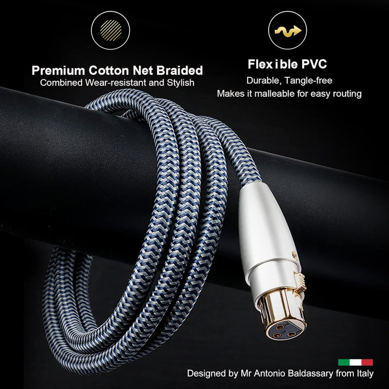 Balanced XLR Cables, 3-Pin Balanced XLR Microphone Cable Male to Female Mic Cable, 24k Gold Plated Connector and Solid Copper Shell (3.28ft/1m) 3.28ft/1m