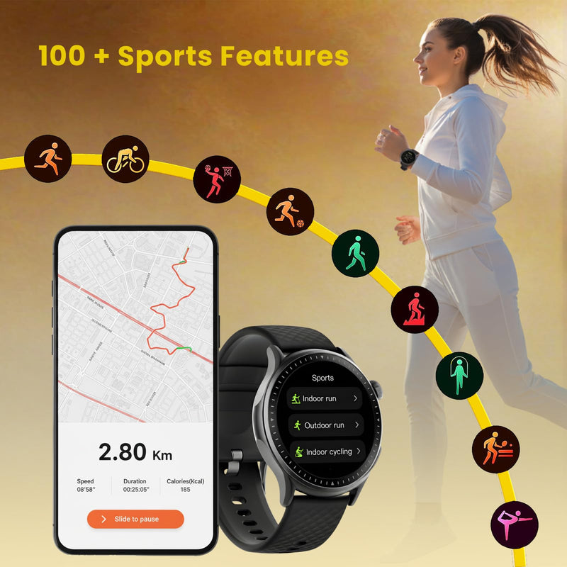 GTR3 Smartwatch for Men Women - 1.43" AMOLED Display, Bluetooth Calling, AI Voice Assistant, Heart Rate Sleep Tracking, 120+ Sports Modes, 10-Day Battery, Gift Box