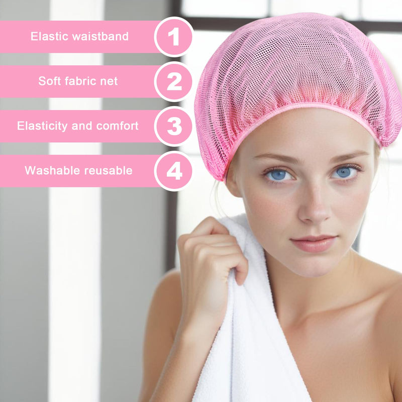 [AUSTRALIA] - 4 Pcs Mesh Sleep Bonnet Hair Nets Cap for Women Pink Black 