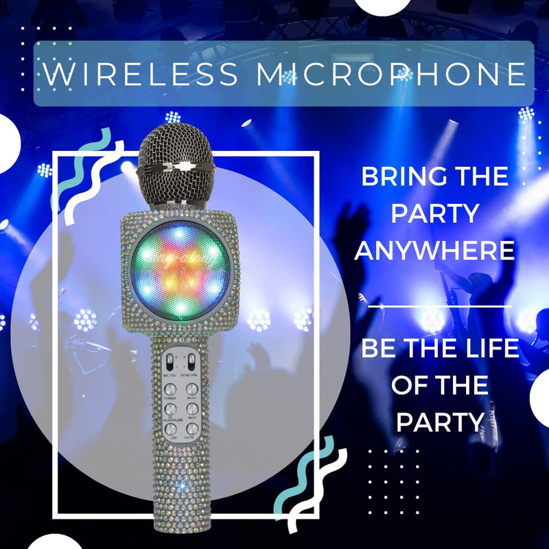 Sing-Along Bling Bluetooth Karaoke Microphone and Bluetooth Stereo Speaker All-in-One (Silver Bling) Silver Bling