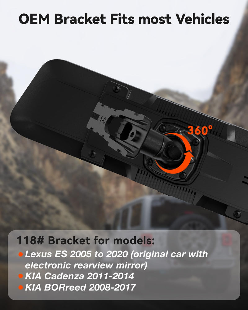 WOLFBOX Model 118 OEM Bracket Fit for 2008-2017 Kia BORreed, for USB C G840S/G840H/G850/G900 Mirror Dash Cam