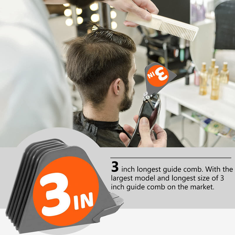 [AUSTRALIA] - AFANSO Mega Hair Clipper Guards, 8pcs Gray, Fits Most Wahl Full Size Hair Clippers (3 Inch 8pcs) 3 Inch 8 Pieces Gray 