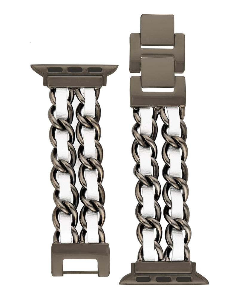 Steve Madden Fashion Chain Bracelet for Apple Watch 42mm (Series 1-3), 44/45/46/49mm (Ultra & Ultra 2) Black/White