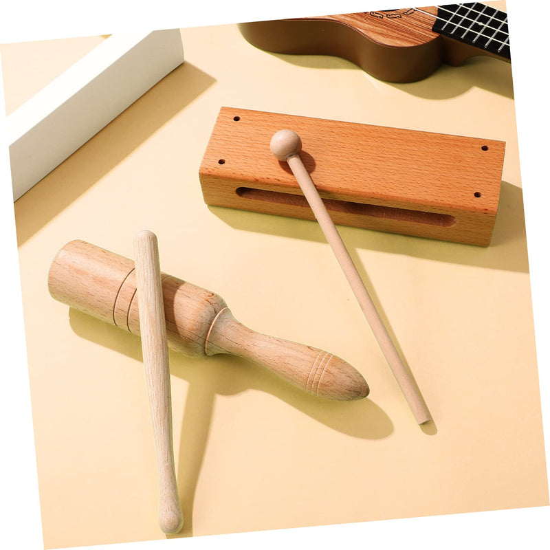 2 Sets orff instrument music lummi sticks percussion instruments wood block with mallet wood percussion blocks rhythm blocks handheld wood blocks macaras major depth sounder wooden Medium As Shown