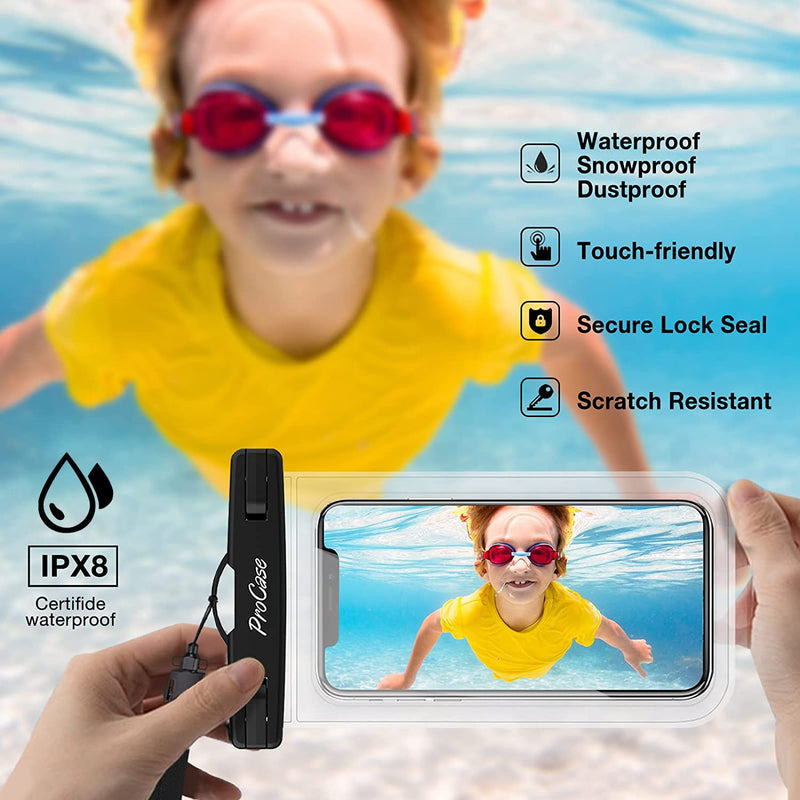 6 Pack Waterproof Phone Pouch Waterproof Phone Case for iPhone 15 14 13 12 11 Pro Max XS X, Cell Phone Pouch Holder with Lanyard for Galaxy S23 S22 S21 Pixel Up to 7.0" -Mixed Black /Blue/ Pink /Green /Yellow /Teal