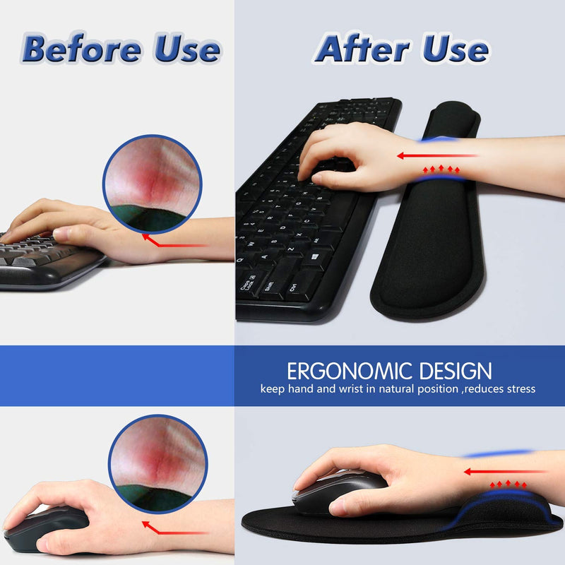 Ergonomic Mouse Pad with Wrist Support, Premium Memory Foam Keyboard Wrist Support Bar and Mouse Wrist Rest Pads Set- for Comfortable Typing &Wrist Pain Relief Mouse Pad with Wrist Support Bar 1