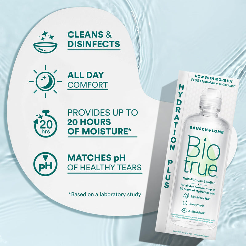 Biotrue Hydration Plus Contact Lens Solution, Multi-Purpose Solution for Soft Contact Lenses, Lens Case Included, 4 FL OZ 4 Fl Oz (Pack of 1)
