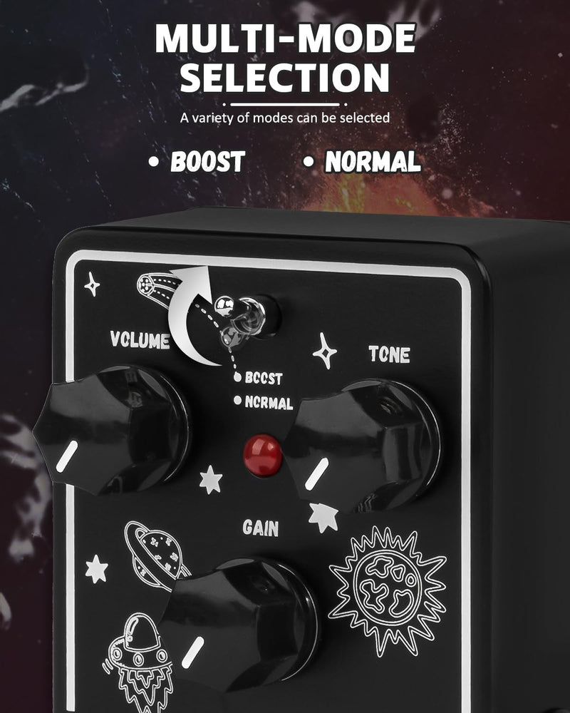 STRICH TUBE SOUL Tube Overdrive Distortion Pedal for Electric Guitar, Compact Mini Single Unit, True Bypass, 3 Control Knobs, Volume, Tone, Gain, Dual Modes, Boost, Normal, 9V DC, Black and White Black and White Overdrive Distortion
