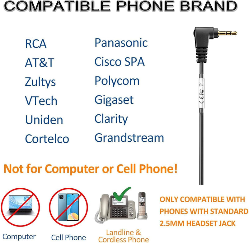[AUSTRALIA] - Wantek Phone Headset with Microphone Noise Cancelling,Telephone Headset 2.5mm Jack Compatible with Panasonic AT&T Uniden Cisco Linksys Grandstream Vtech Polycom Cordless Office Phones 602-2.5 